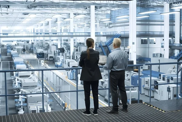 Managers overseeing intermittent production in a factory.